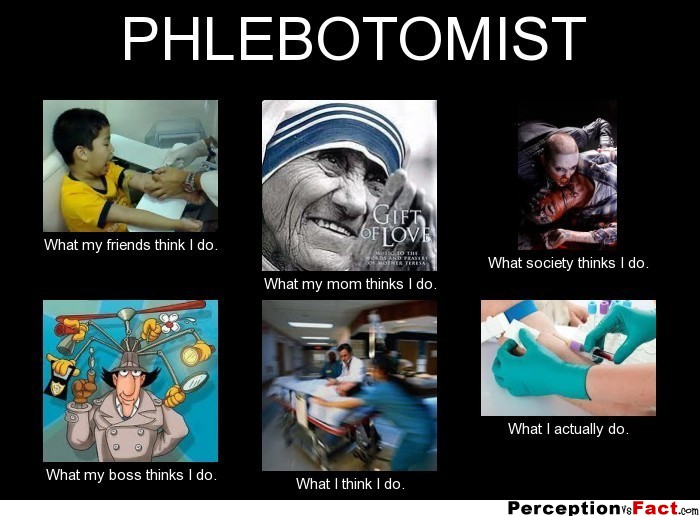 PHLEBOTOMIST..., What people think I do, what I re, y do. helpful non helpf...