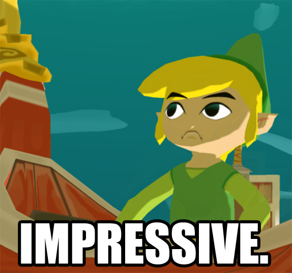 Moderately impressed Link is moderately impressed., Link. 